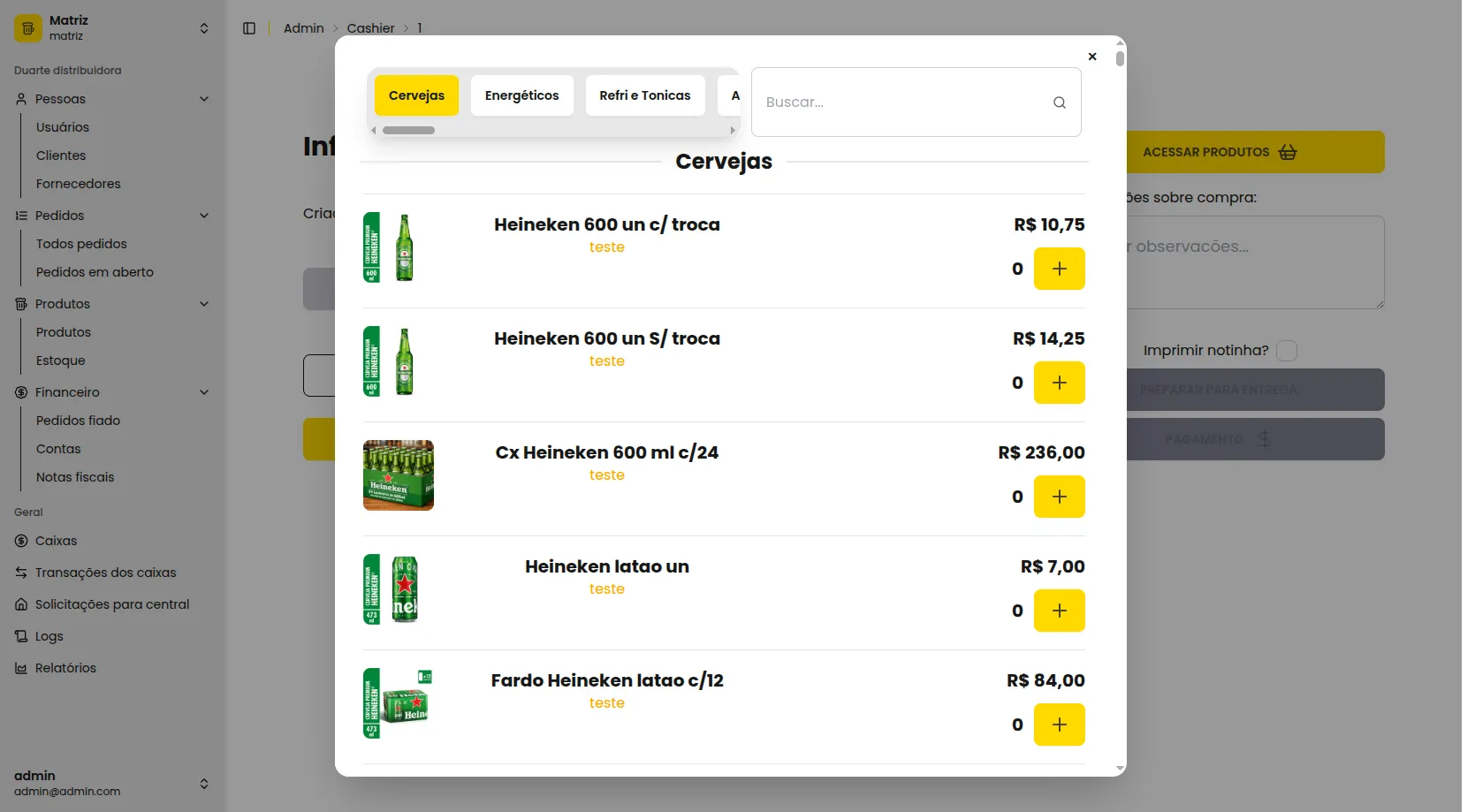 Seleção de produtos